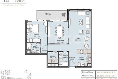 Dzīvoklis Yas Island, Abu Dhabijā, AAE 1 istaba, 41 m2 Nr. 670159 - attēls 9