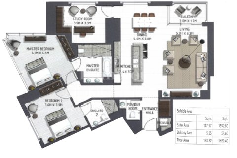 آپارتمان برای اجاره در Downtown Dubai (Downtown Burj Dubai)، Dubai، امارات متحده عربی 2 خوابه ، 152.36092000 متر مربع ، شماره 670160 - تصویر 22