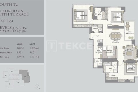 Appartement te koop in Dubai, VAE 3 slaapkamers, 177 vr.m., nr 655605 - foto 24