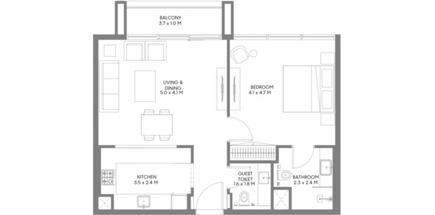 Apartmán v Jenna 1 v Muwaileh Commercial, Sharjah, SAE 1 spálňa, 70 m2 č. 706201