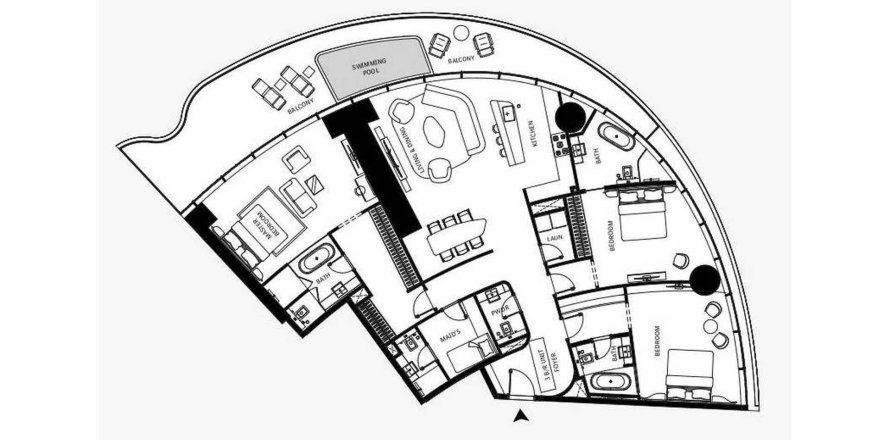 Floor plan «3BR», 3 bedrooms, in MERCEDES-BENZ PLACES