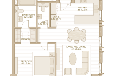 Dubai, संयुक्त अरब अमीरात में अपार्टमेंट, 1 बेडरूम, 100 वर्ग मीटर, संख्या 689964 - फ़ोटो 6