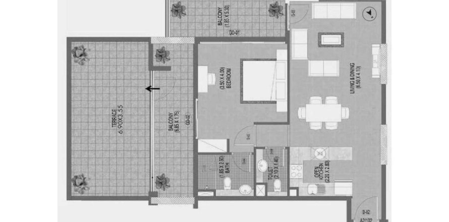 Apartment i Al Satwa, Dubai, UAE 1 soveværelse, 119 kvm № 690705