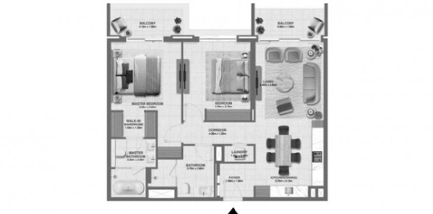 Dubai South (Dubai World Central)、Dubai、UAEにあるマンション 2ベッドルーム、121.52 m2 No579401