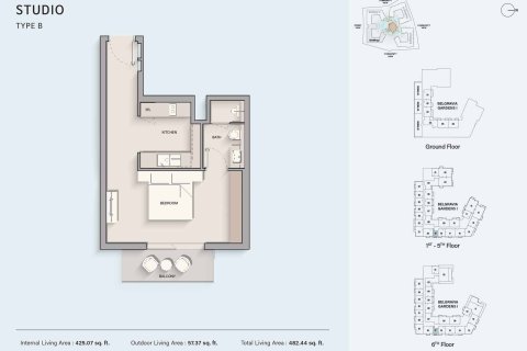 Пәтер Dubai Land, Дубай, БАӘ-да 1 бөлме, 45 м² № 704407 - фото 11