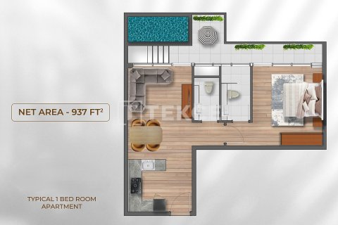Apartament na sprzedaż w Dubai, ZEA 1 pokój, 42 mkw., nr 730876 - zdjęcie 17