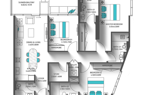 Apartman u gradu Dubai Land, UAE 1 soba, 38 m2 Br. 732434 - Slika 7