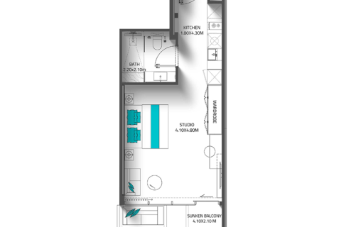 Apartman u gradu Dubai Land, UAE 1 soba, 38 m2 Br. 732434 - Slika 4