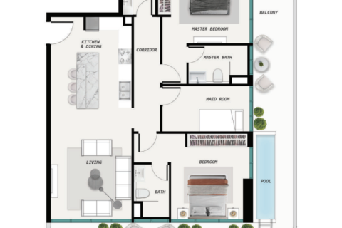 Dubai, संयुक्त अरब अमीरात में अपार्टमेंट, 1 बेडरूम, संख्या 690218 - फ़ोटो 8