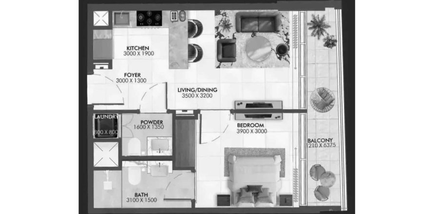 Appartamento a Arjan, Dubai, EAU 1 camera da letto, 54.16 mq. № 713280