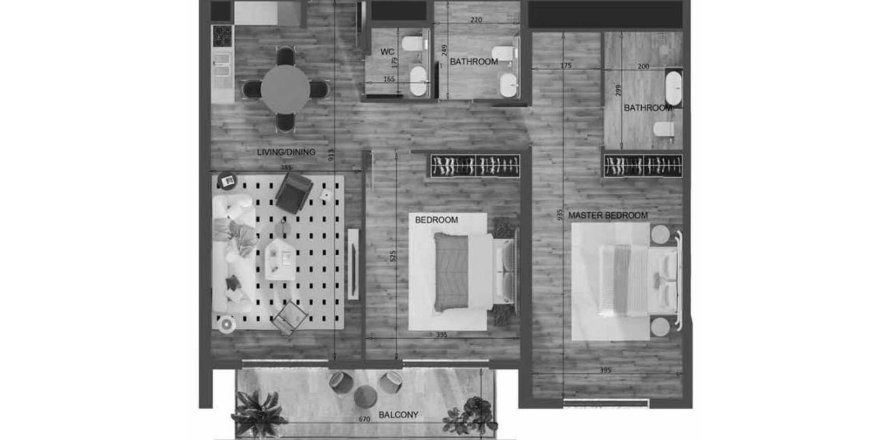 Квартира в Mayfair Residence в Джумейра Вилладж Серкл, Дубай, ОАЭ 3 комнаты, 124м2 № 657139