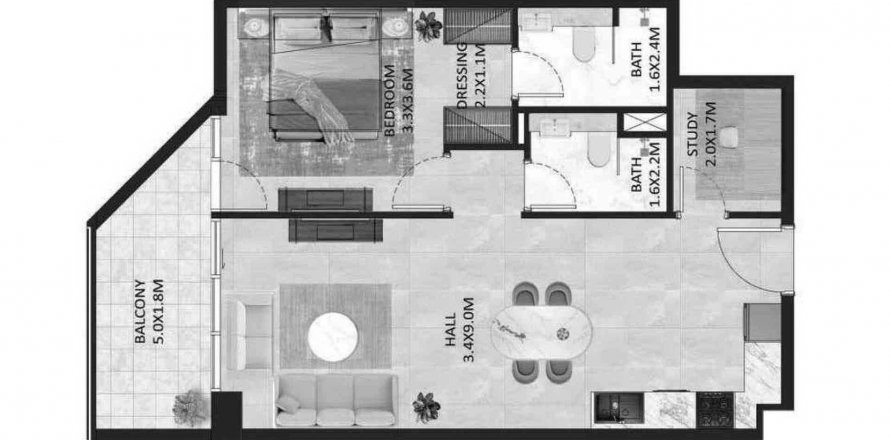 Byt v SQUAREX RESIDENCE v Jumeirah Village Circle, Dubai, SAE 1 ložnice, 70.38 m² Č.: 421531