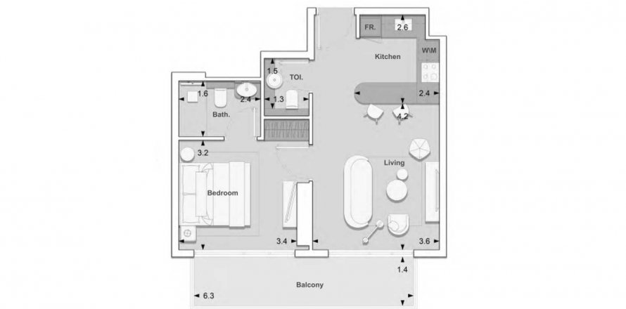 Byt v Lume Residence v Jumeirah Village Circle, Dubai, SAE 1 ložnice, 56.67 m² Č.: 582969