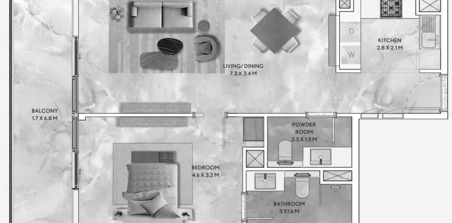 Apartman u California Residences u gradu Dubai, UAE 1 spavaća soba, 78.05 m2 Br. 621284