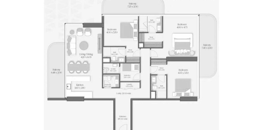 Apartmán v The Caden v Nadd Al Sheba, Dubai, SAE 3 spálne, 197.9 m2 č. 658415