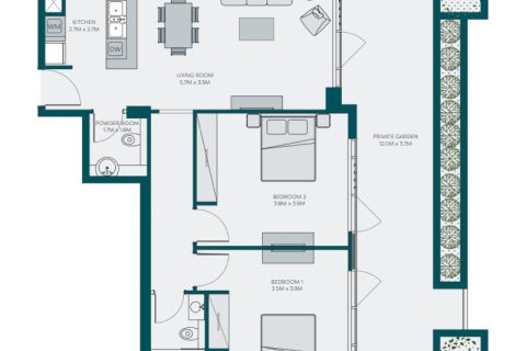 Wohnung zum Verkauf in Jumeirah Village Circle, Dubai, VAE 1 Zimmer, 61 m2 Nr. 732580 - Foto 6