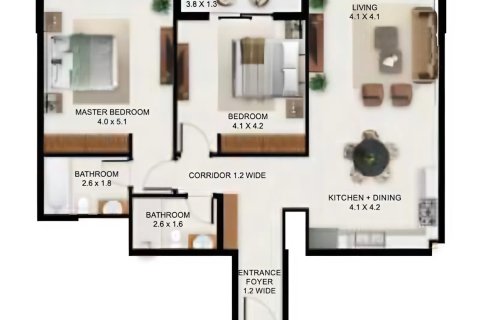 Apartmán v wasl gate, Dubai, SAE 1 izba, 37 m2 č. 732581 - Fotografia 5