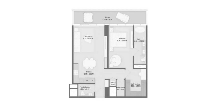 Apartament w Al Marjan Island, Ras Al Khaimah, ZEA 1 sypialnia, 97.06 mkw. nr 704121