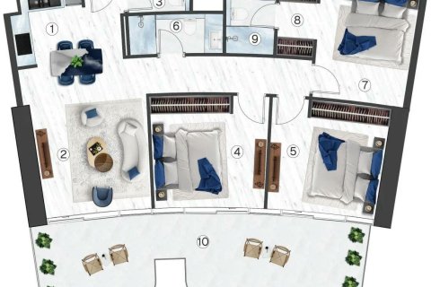 Huoneisto Ras Al Khaimah, Arabiemiraatit 2 makuuhuonetta, 127.57 m2 № 693653 - kuva 12