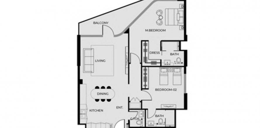 Byt v Luxury Canal Residences v Dubai, SAE 2 ložnice, 111.67 m² Č.: 584907