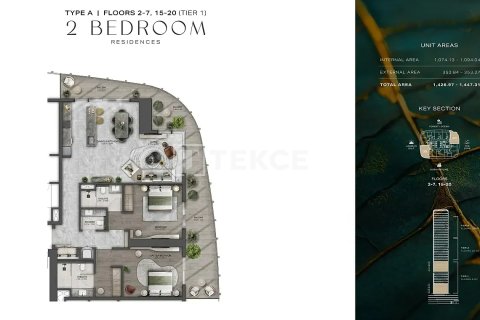 Apartament në Dubai, Emiratet e Bashkuara Arabe 1 dhomë gjumi, 86 m2. № 680536 - Foto 27