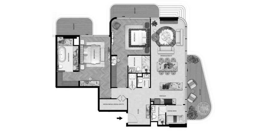 阿联酋 Dubai 公寓  2 卧, 167 平方米 , 编号 697228