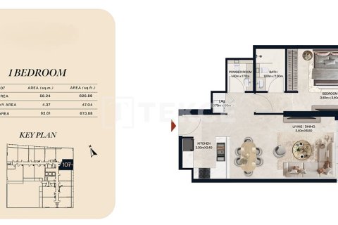 Apartman u Jumeirah Village Circle, Dubai, UAE 1 spavaća soba, 63 m2 Br. 730795 - fotografija 18