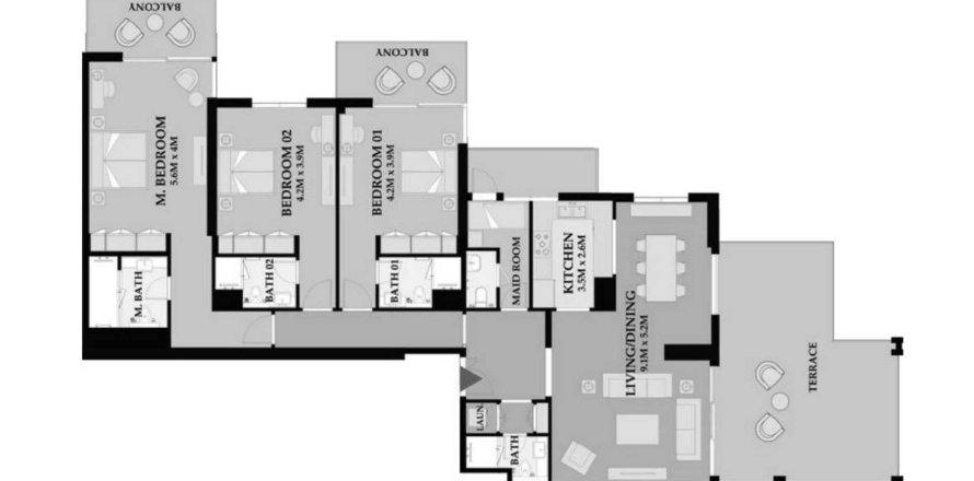 Apartament w Maritime City, Dubai, ZEA 3 sypialnie, 244.89 mkw. nr 646173