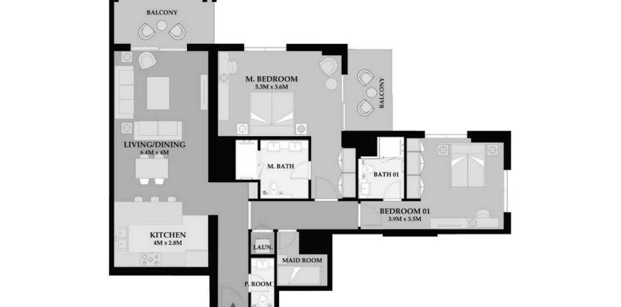 Byt v Riva Residence v Maritime City, Dubai, SAE 2 ložnice, 138.8 m² Č.: 646170