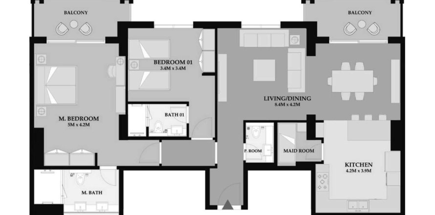Byt v Riva Residence v Maritime City, Dubai, SAE 2 ložnice, 140.75 m² Č.: 646172