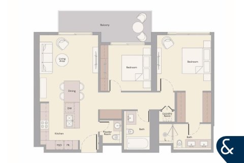 Byt v Mohammed Bin Rashid City, Dubai, SAE 2 ložnice, 110 m² Č.: 666952 - fotografie 9