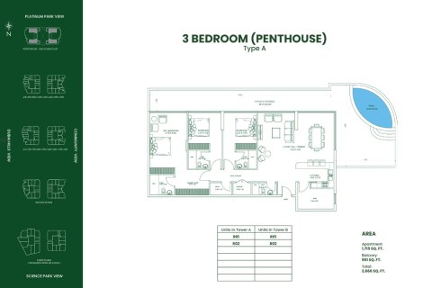 Huoneisto OPALZ Dubai Science Park, Arabiemiraatit 3 makuuhuonetta, 229 m2 № 728638 - kuva 12