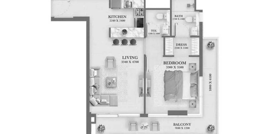Huoneisto AUM 99 Dubai Residence Complex, Dubai, Arabiemiraatit 1 makuuhuone, 76 m2 № 694586