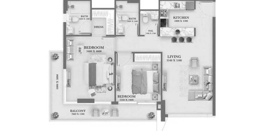 Appartement à Dubai Residence Complex, Dubai, EAU: 2 chambres, 91 m2 № 694590