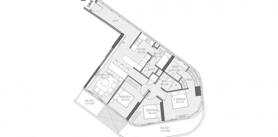 Byt v Marlin 2 v Al Reem Island, Abu Dhabi, SAE 3 ložnice, 132.11 m² Č.: 579820