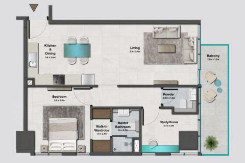 Byt v Jumeirah Village Circle, Dubai, SAE 1 pokoj, 111 m² Č.: 732647 - fotografie 9