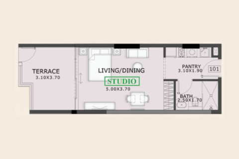 Appartement te koop in Jumeirah Village Circle, Dubai, VAE 1 kamer, 39 vr.m., nr 732648 - foto 6