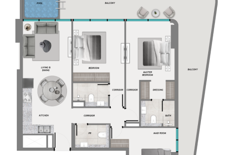 Apartment sa Dubai, UAE 1 silid, 39 sq.m. № 690227 - larawan 7