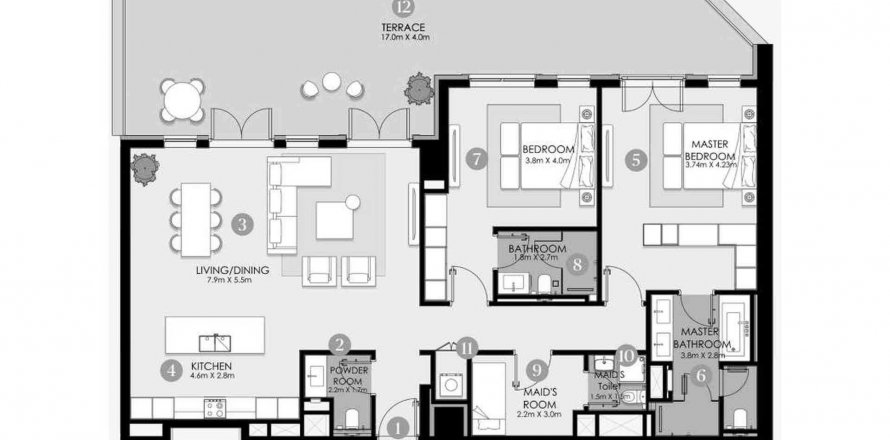 Byt v Nawayef v Al Hudayriat Island, Abu Dhabi, SAE 2 ložnice, 204.94 m² Č.: 579799