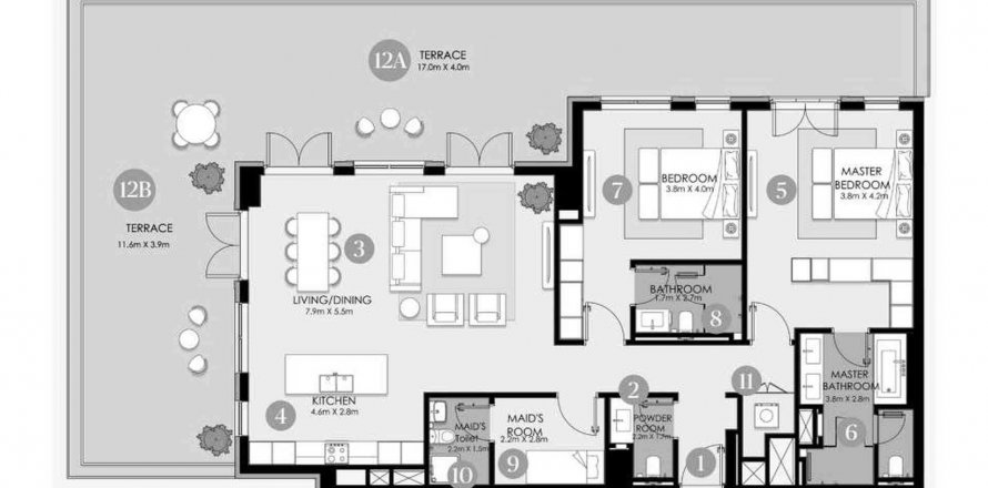 Byt v Nawayef v Al Hudayriat Island, Abu Dhabi, SAE 2 ložnice, 254 m² Č.: 579800