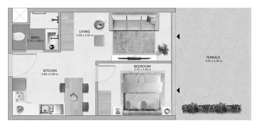Apartmán v MAYYAS AT THE BAY na Yas Island, Abu Dhabi, SAE 1 spálňa, 44.41 m2 č. 737728