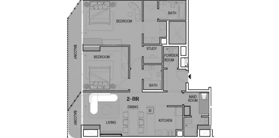 Apartmen di Tresora by Wadan di Jumeirah Village Circle, Dubai, UAE 2 bilik tidur, 126.36 meter persegi № 715976