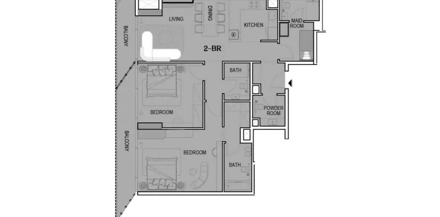 Apartmen di Tresora by Wadan di Jumeirah Village Circle, Dubai, UAE 2 bilik tidur, 120.33 meter persegi № 715979