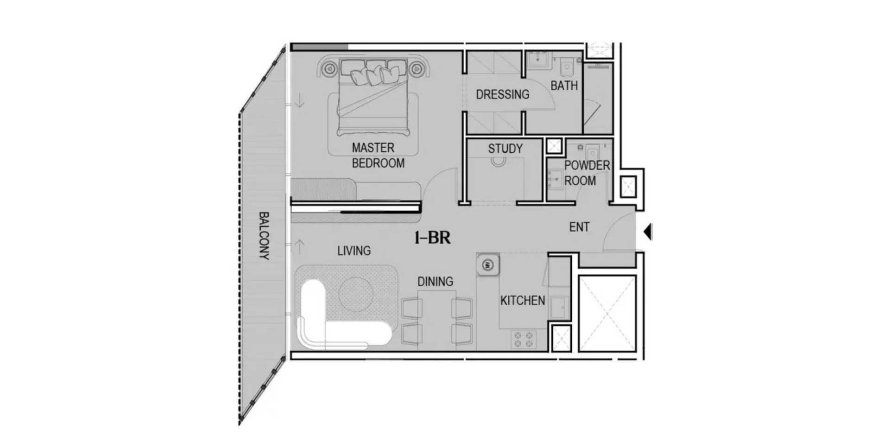 Apartmen di Tresora by Wadan di Jumeirah Village Circle, Dubai, UAE 1 bilik tidur, 77.65 meter persegi № 715974