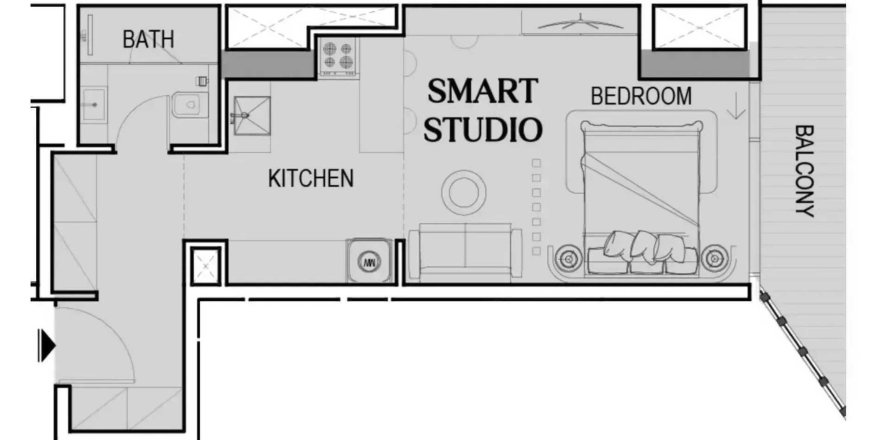 Apartmen di Tresora by Wadan di Jumeirah Village Circle, Dubai, UAE 1 bilik, 44.77 meter persegi № 715972
