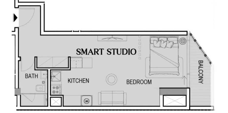 Apartmen di Tresora by Wadan di Jumeirah Village Circle, Dubai, UAE 1 bilik, 43.58 meter persegi № 715973