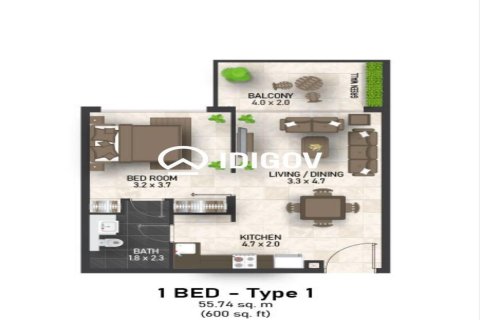 Byt v Jumeirah Village Circle, Dubai, SAE 1 ložnice, 56.02 m² Č.: 761085 - fotografie 8