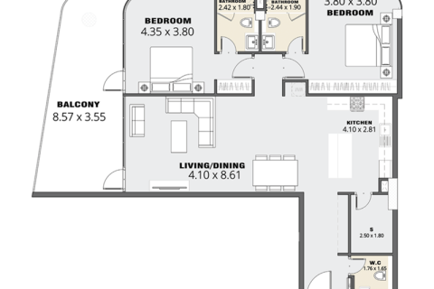 Apartmán v Al Jaddaf, Dubai, SAE 1 izba, 46 m2 č. 732721 - Fotografia 5