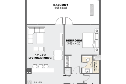 Apartmán v Al Jaddaf, Dubai, SAE 1 izba, 46 m2 č. 732721 - Fotografia 4