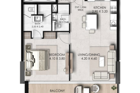 Διαμέρισμα σε Dubai Sports City, ΗΑΕ 1 δωμάτιο, 40 τ.μ. Αρ. 732726 - φωτογραφία 6